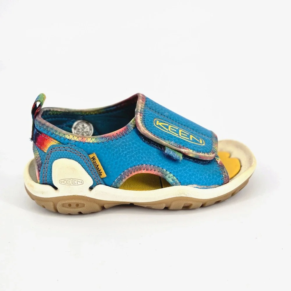KEEN Kids Knotch River OT Blue Yellow Tie Dye Water Sandals Size 8 Toddler GUC
